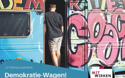 Demokratie-Wagen beim Mitwirken Crowdfunding Contest